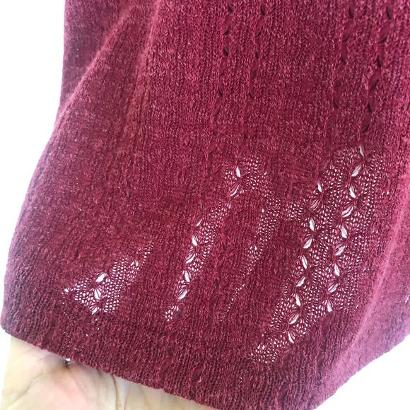 Audrey Burgundy Pointelle Knit Cropped Cami Tank Top Medium Y2K Festival - Picture 3 of 6